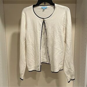 White Sweater w/ Navy Blue Accent